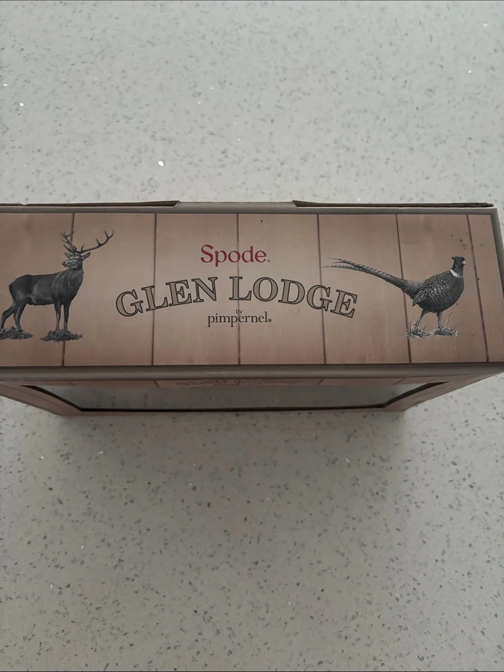 Spode Glen Lodge Pimpernel 3-Piece Deer Tea Set in Green and Burgundy NIB
